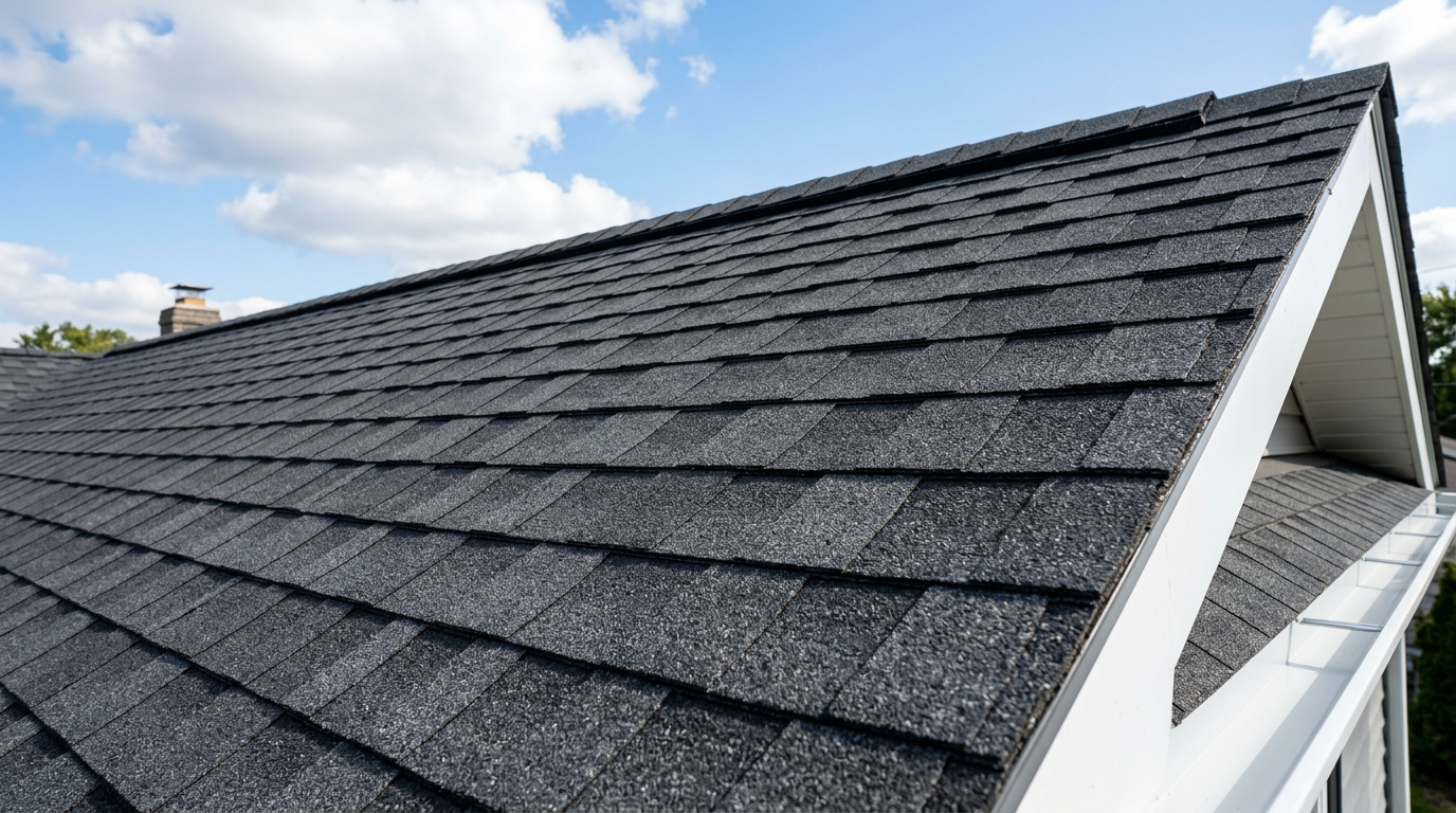 freshly installed architectural shingles on residential roof