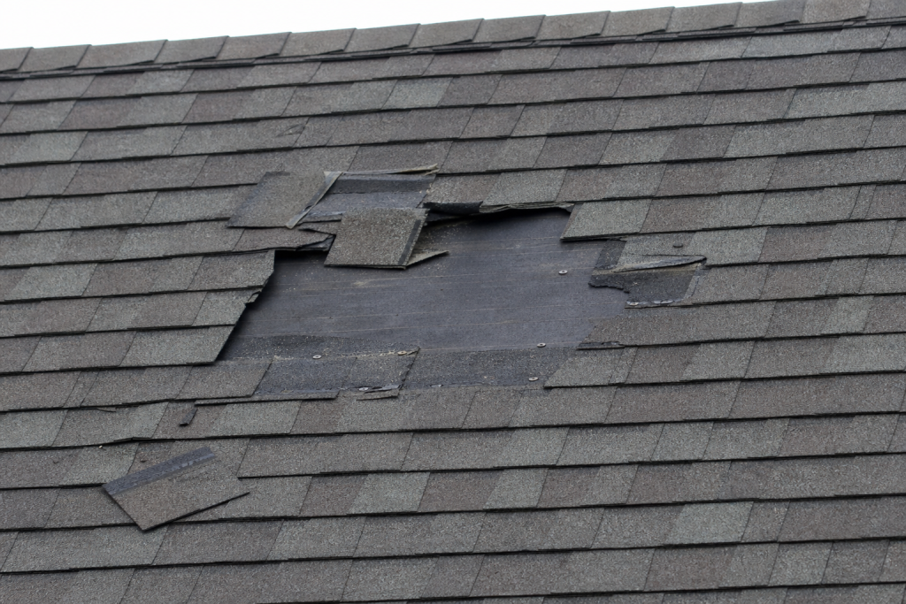 Localized roof damage that may only need repair