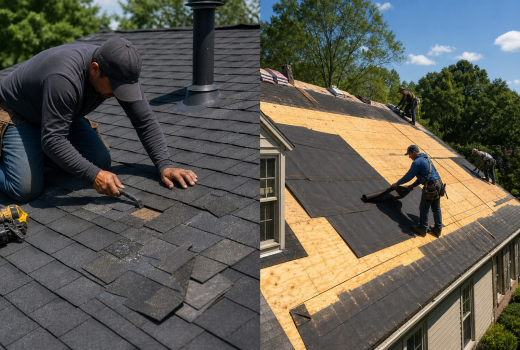 Roof repair vs replacement decision on a Northern Virginia home